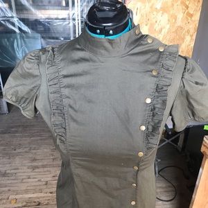 Military style knee length dress